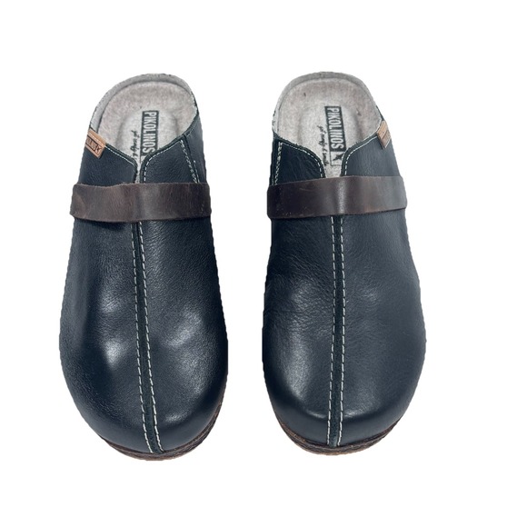 Pikolinos Granada Leather Clogs Mules Women Black Brown Sz 38 7.5 or 8 Excellent - Picture 6 of 10